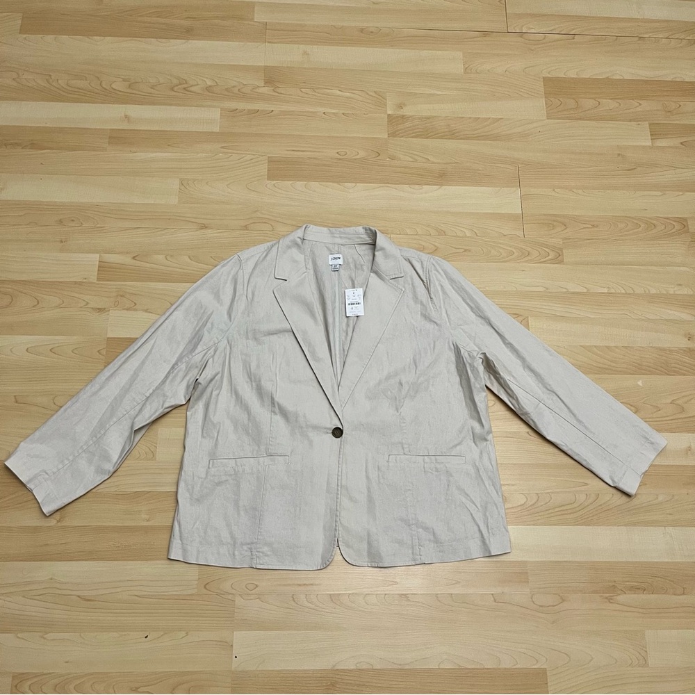 J.Crew Linen-Blend Deconstructed Sport Coat Women’s 22 Cream Ivory BR118 New